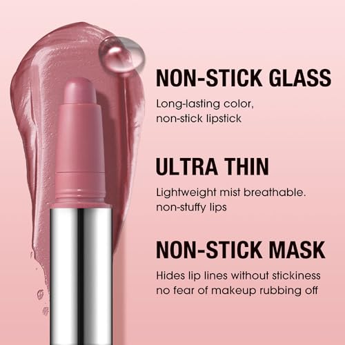 Image of Dusty Rose Mauve Matte Lipstick Crayon - Waterproof Long Lasting Lip Liner Pencil, High Pigment Creamy Velvet Lipstick, Non-Drying Lip Color for Women, 02#