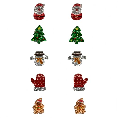 10 piezas mini clip de uñas navideñas para mujer con diseños de árbol de navidad, guantes, hombre de jengibre, muñeco de nieve y Santa Claus - accesorios de pelo para fiestas y regalos para niñas