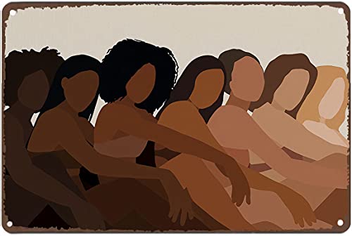 LINQWkk Plaque en métal rétro – Noir Woman, Be Kind, plaque pour la maison, le salon, la cuisine, le café, le bar, plaque en métal vintage 20,3 x 30,5 cm