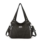 Angel Kiss Handtasche Damen Schultertasche Multifunktionale Umhängetaschen Wasserdicht PU Veganes Leder mit Reißver Schlusstaschen