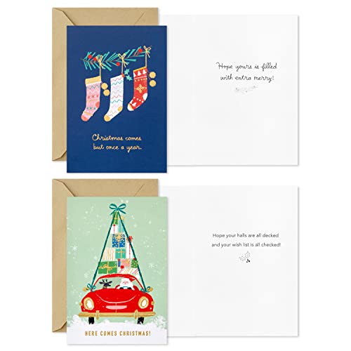 Hallmark Cartões de Natal em caixa sortidos, feriados vintage (6 desenhos, 36 cartões com envelopes)