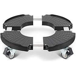 Macetas Grandes Con Base W B D WEIBIDA Plataforma con Ruedas Ajustable Ø 40-54cm, Capacidad de 200 KG, Soporte para Macetas con Ruedas 360 ° Giratorio, Soporte para Macetas Exterior Interior Jardín, Negro