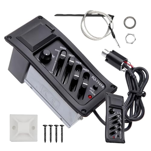 Pastilla Acústica - Amplificador para Guitarra | Preamplificador con Ecualizador de 4 Bandas y Control...