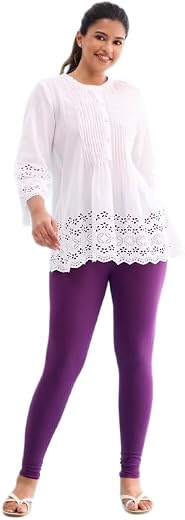 GO COLORS Soft Cotton Stretch Ankle Length Leggings for Women | Breathable