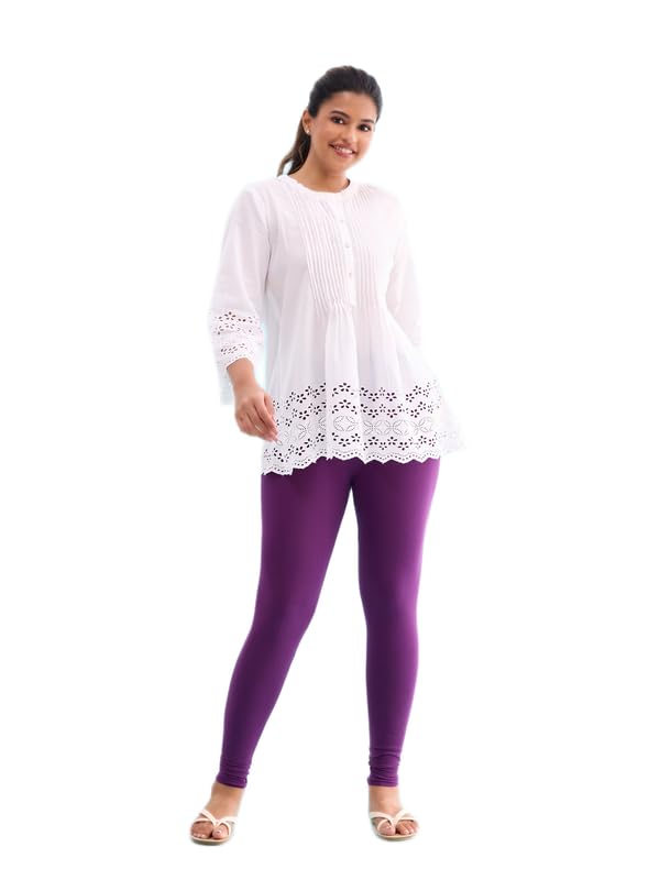 Women's Solid Mid Rise Slim Fit Ankle Length Leggings