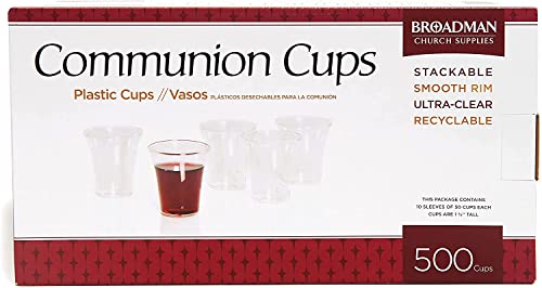 BROADMAN CHURCH SUPPLIES Plastic Disposable Recyclable Communion Cups 500 Count
