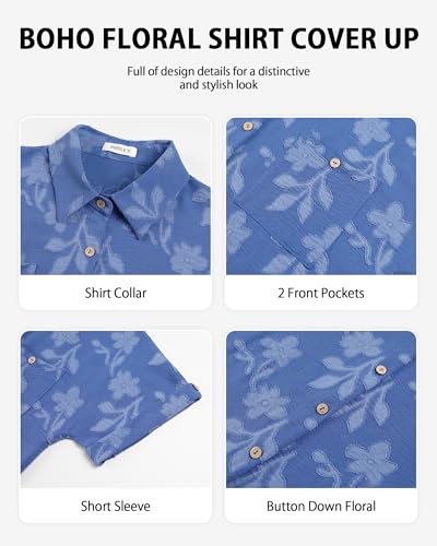 Image of Bsubseach Swimsuit Coverup for Women Swiss Dot Beach Cover Ups Shirt Dress