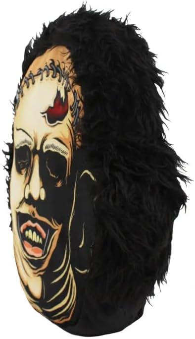 Creepy Co. Leatherface Texas Chainsaw Plush Cushion Horror Throw Pillow Polyester, Beige, 31863676502083