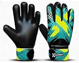 KHANNA Kids Soccer Goalie Gloves with Padded Palm – 4MM Latex Grip, Breathable Soccer Goalkeeper Gloves for Boys & Girls – Youth Football Gloves for Training & Match (Cyan, 5)