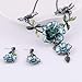 AMYJANE Women's Vintage Statement Jewelry Set - Spring Blue Flower Leaf Floral Bohemian Boho Statement Necklace Earring Set Fashion Plant Crystal Rhinestone Costume Jewelry Set for Prom Party