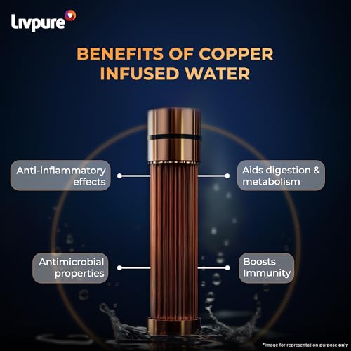 Image of Livpure Glo Star Copper Water Purifier | RO+UV+UF+Copper+Mineraliser | 2X Power Filter | No Filter Cost for 2 years* | Save upto 21,000 on Filters | 8 Stage Advance Purification | 7L Storage | Black