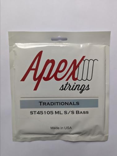 Apex Strings Set de Cuerdas para Bajo electrico USA made! Acero Traditional, 45-105 calibre estandar set...
