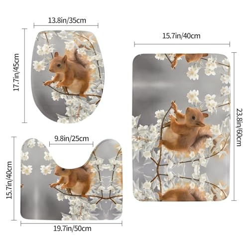 Tapis de bain écureuils printemps absorbant et antidérapant universel