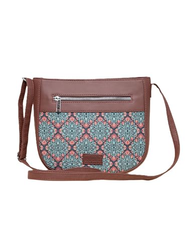 Image of ZOUK Kolkata Nouveau Women Jute Vegan Leather Multicolor U Shaped Sling Bag For Girls /Ladies