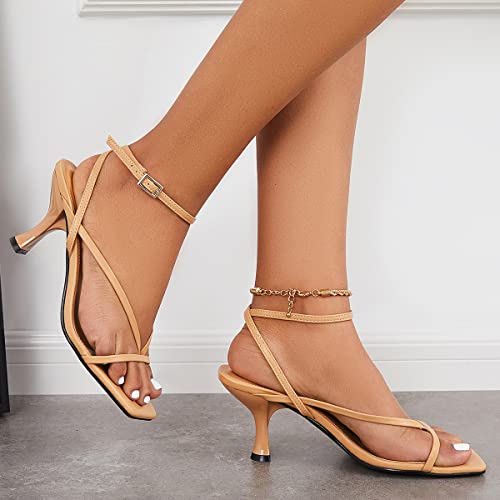 Piepiebuy Womens Kitten Heel Sandals Square Open Toe Ankle Buckle Strap Dress Shoes #TOP4
