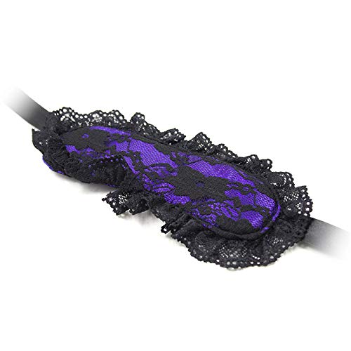 BONDAGERIE® Mascherina per dormire occhi donna uomo, benda notte realizzato in raso e pizzo, vari colori Viola