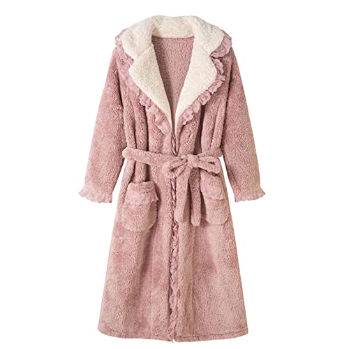Peignoir Femme Polaire sans Capuche Rose, Robe De Chambre Femme en Polaire Douce Vêtements De Nuit pour Les Femmes ​- Cadeau Parfait Femme Robe De Chambre Longue Hiver Chaud Cover