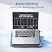 TECKNET Laptop Kühlpads, Laptop Kühler für 12-17 Zoll, Cooling Pad Notebook Cooler Ständer Kühlpad Kühlmatte, 2 USB-Ports, 3 Lüfter mit LEDs(Blau+Schwarz)