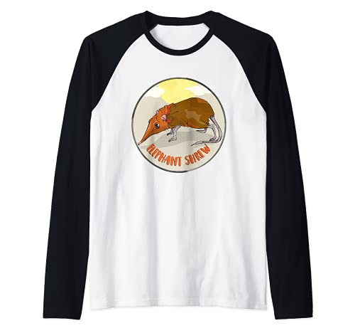 Elephant Shrew Raglan Baseball Tee, Black