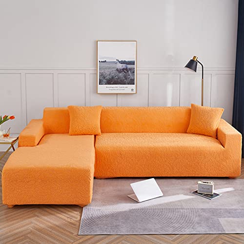 Housse de canapé extensible en jacquard orange haut de gamme - 2