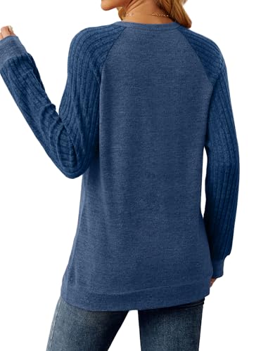 Image of Saloogoe Tunic Sweatshirts for Women Crewneck Lightweight Sweaters Raglan Long Sleeve Shirts Fall Fashion Tops 2026