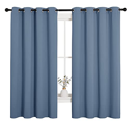 Image of NICETOWN Blackout Curtains for Kitchen Window, Sound & Heat & Cold Reducing Curtains & Drapes for Kids Bedroom, Home Decoration Draperies (Stone Blue, 55 inch Wide x 68 inch Long, 2PCs)