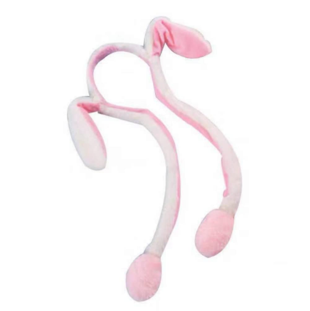 LED Light Up Plush Rabbit Headband Dancing Moving Bunny Ears Cartoon Animal Props Headwear (White)