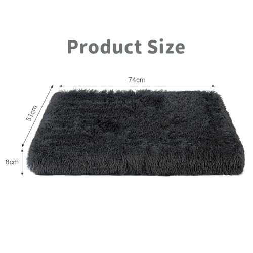 Aomig Hundebett Quadratisches Katzenbett Plüsch Katzendecke Flauschiges Hundebett Waschbar Hundematte Hundekissen Hundekorb Hundesofa für Kleine, Grosse, Mittelgroße Hunde Katzen (Hellgrau, 75*50*8cm)