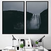 2 Piece Framed Canvas Wall Art Black and White Scenery Canvas Prints Home Artwork Decoration for Living Room,Bedroom - 16