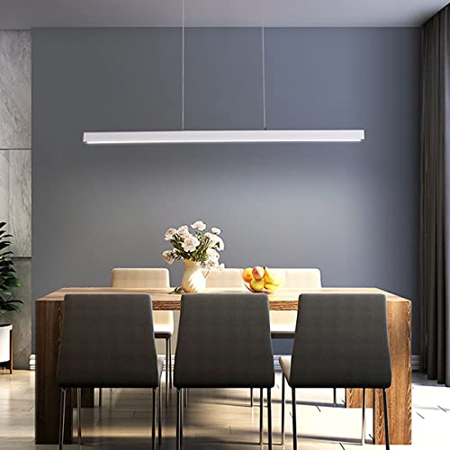 Lampada a sospensione a LED dal design lineare Lampada da tavolo da pranzo con telecomando Lampada a sospensione Lampada a sospensione regolabile in altezza per uso interno per tavolo da pranzo Sala