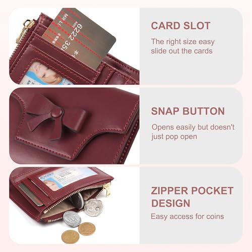 Small Wallet for Women Cute Bifold RFID Blocking Credit Card Holder Ladies Leather Wallets with Zipper Coin Pocket4