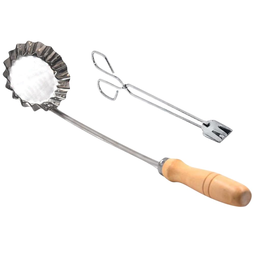 RORPOIR 1 Set Steel Strainer Skimmer Spoon with Handle for Frying Pastry and Food Concave Convex Kitchen Scoop Tong