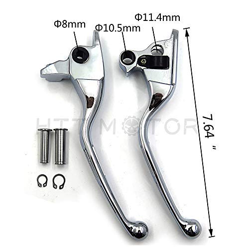 HTTMT MT241-026A- Chromed Brake Clutch Hand Levers Compatible with Harley 2008 2009 2010 2011 2012 2013 Touring and Trike 2014-later FLHR and FLHRC (DOES NOT fit models equipped with hydraulic clutch)