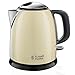 Russell Hobbs Hervidor de Agua Eléctrico Colours Plus - 1 litro, Hervidor Pequeño, 2400 W, Filtro Extraíble, Zona de Ebullición Rápida, Base de 360°, Indicador Nivel de Agua, Inox., Crema - 24994-70