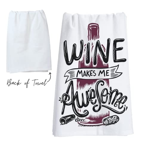 18Th Street Gifts Wine Kitchen Decor Tea Towel Set With Dishwasher Magnet - One Each “Wine Is Always A Good Idea” And “Wine Makes Me Awesome” #TOP2