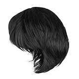 Lurrose Mens Short Straight Wig Lace Front Wigs Anime Party Cosplay Wig Wigs Cover Performance Hairpiece Hair Accessories for Men Boy Mele (Black)