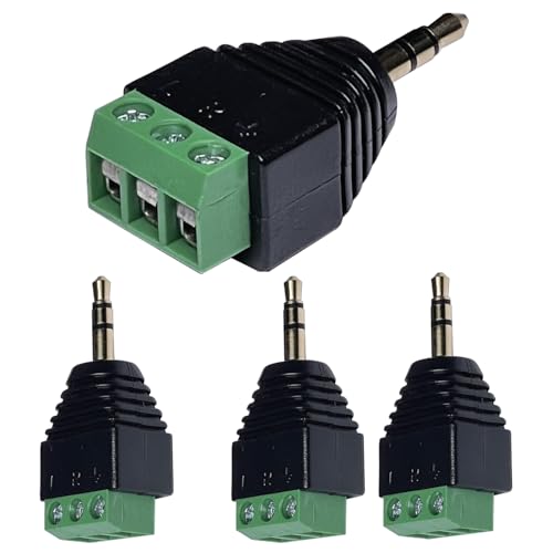 Adaptador Jack 3.5mm macho a terminal de tornillo, 4 unidades miniatura 1