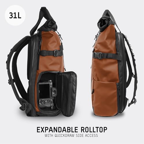 Image of WANDRD PRVKE 31L Backpack: Weather-Resistant Travel & Camera Backpack with Laptop Sleeve, Quick Side Access, Clamshell Opening - Ideal Photography & Travel Bag (Sedona Orange)
