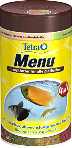 Tetra Min Menu Fischfutter - Hauptfuttermix mit 4 Spezialflocken in getrennten Kammern, abwechslungsreiches Futter für alle Zierfische, 100 ml Dose