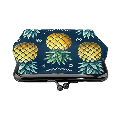 Pu Leather Buckle Coin Purse Funny-Pineapple Girls Kiss-Lock Change Purse Wallets2