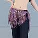 Women's Shining Rhinestone Tassel Hip Scarf for Belly Dance Costumes and Performance Accessory Belt Wear