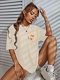 Oversized Mama Tshirts for Women Overstimulated Moms Club Shirt Funny Moms Club Graphic Short Sleeve Tee Top Apricot