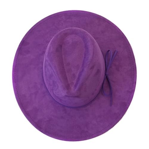 Image of Fedora Hats for Women Man with Big Wide Brim Classic Suede Panama Hat Western Outdoor hat