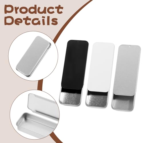 Image of 3 PCS Metal Tin Box Containers, 3.15x1.34x0.47Inch Slide Top Tin Containers Rectangular Empty Hinged Tin Boxs, Portable Box Containers Mini Tins with Lids for Candies, Jewelry, Crafts