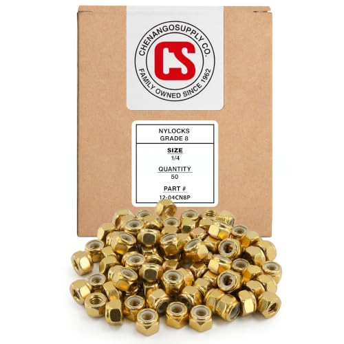 Chenango Supply 1/4-20 USS Nylon Insert Lock Nuts, Grade 8 (50 Pieces)