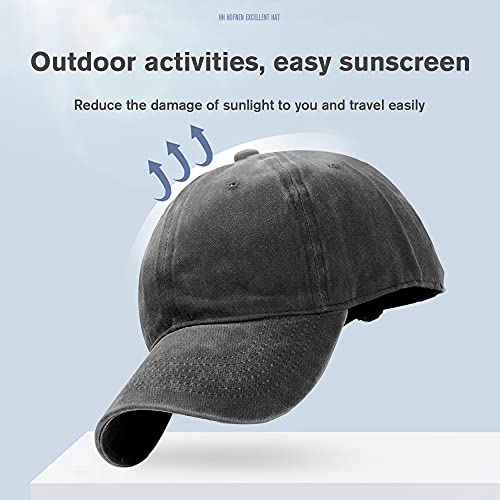 Image of HH HOFNEN Baseball Cap Washed Cotton Unstructured Vintage Hat for Men Women | Unisex Sports Ball Caps Sun Protection Adjustable Outdoor Curved-Brim Dad Hat Classic Plain Cap