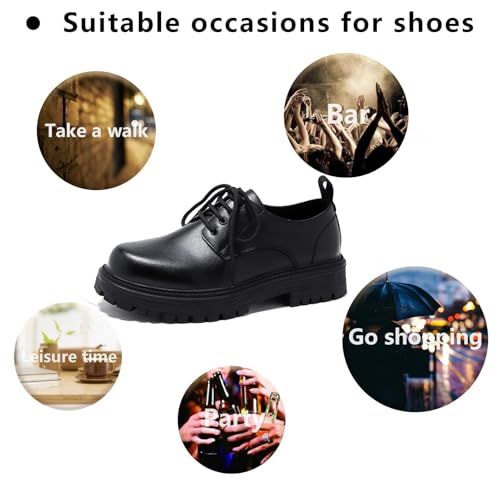 Mens Leather Black Platform Lace Up Lugs Sole Oxfords Shoes Modern Comfortable Classic Chunky Heel Increase Height Business Formal Dress Shoes for Wedding Work Party Office3