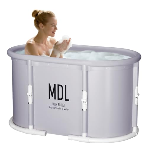 HLCZLUZ Portable Bathtub, Foldable Bathtub 37.4 x 21.6 x 21.6in, Light Gray by HLCZLUZ - Used condition - US$56.51