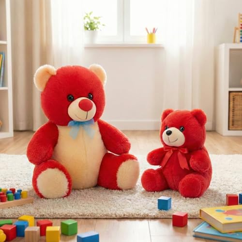 Image of Tabitha Stuffed Toys-Ultra Soft Plush Toy for Kids | Birthday Gifts for Kids and Girls | (Combo of 2 Toys 30 Cm Red Teddy & 25 Cm Red Teddy)
