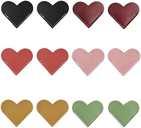 12PCS Leather Heart Bookmark Heart Corner Cute Leather Bookmark Reading Accessories, Gift for Women Kids Book Lovers (6 Colors)